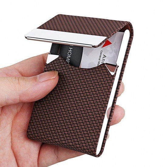 Metal Classy Visiting Card Holder for Pocket PU Leather Wallet