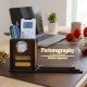 Wood Desk Organizer with LED Name Lamp Customized Gift