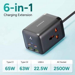 Ambrane 6-in-1 Power Hub Charger 65W